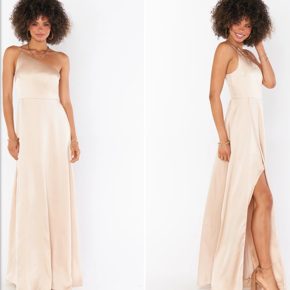 Elegant one shoulder dress- champagne color - Picture 5 of 5